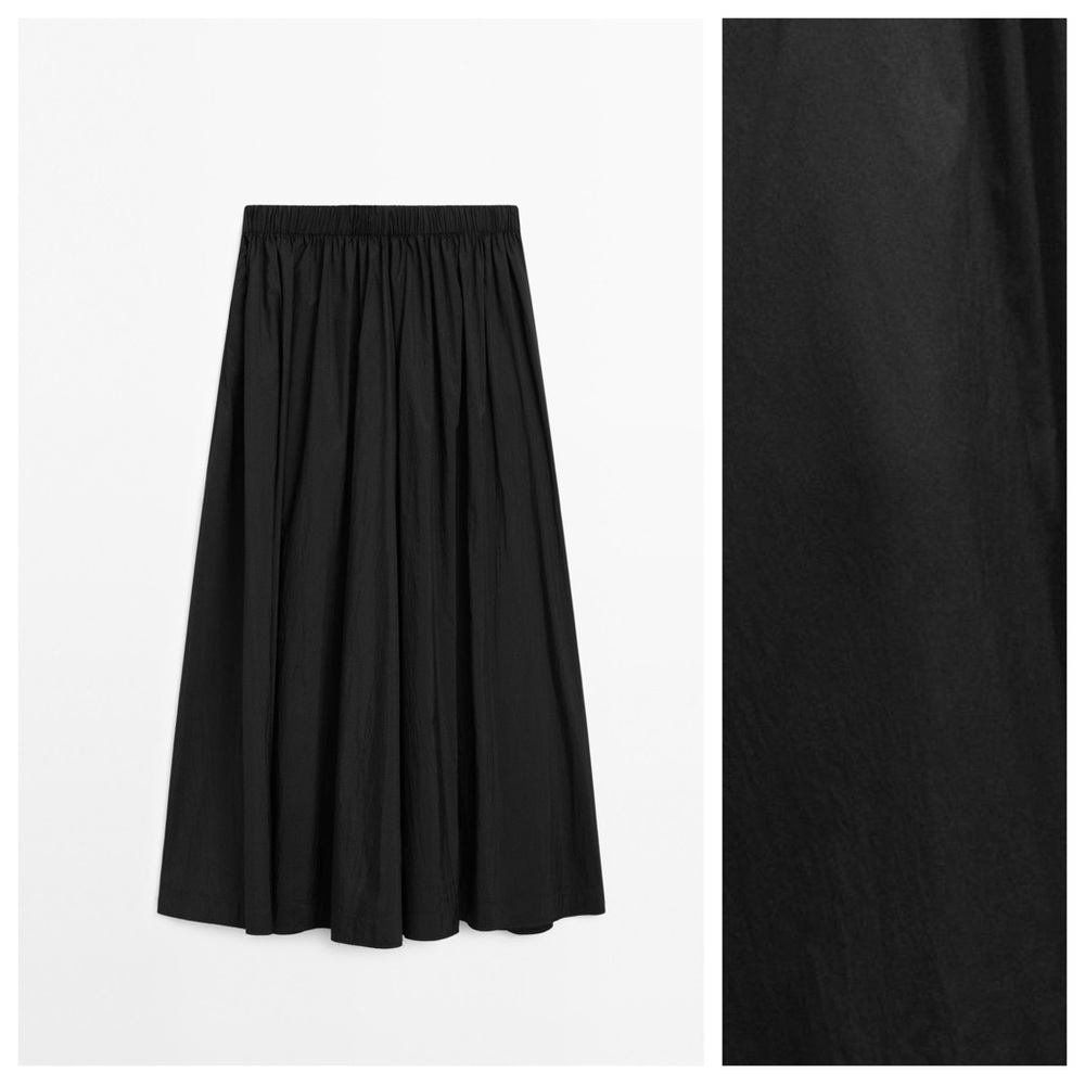 NWT. Massimo Dutti Black Technical Flared Midi Sk… - image 6